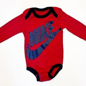 Nike Baby Onesie Sz 0-6 Months Red One Piece Bodysuit Long Sleeves EXC